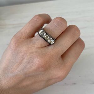 Soixante Neuf Gunmetal Swarovski Ring